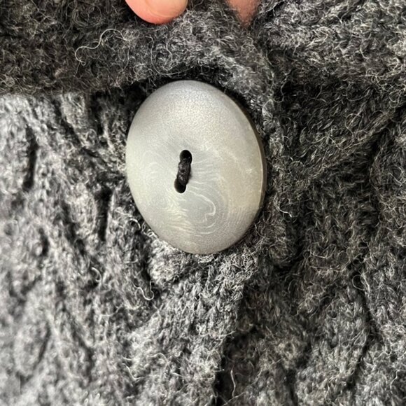 Inis Crafts Womens Cable Knit 100% Merino Wool Cardigan Sweater Large Gray - Picture 2 of 5